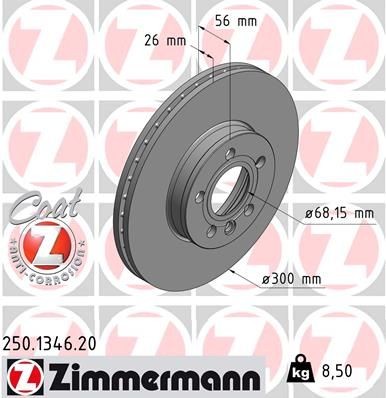 ZIMMERMANN 250.1346.20: Piduriketas Ø: 300mm, sisemine õhutus, Ø: 300mm, kaetud COAT Z