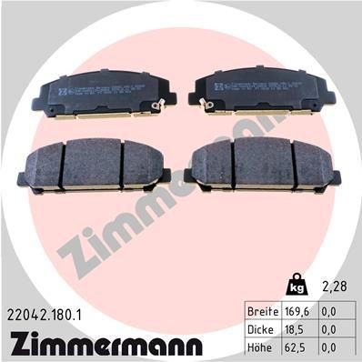 ZIMMERMANN 22042.180.1: Bromsbelägg Fotot motsvarar leveransomfattningen