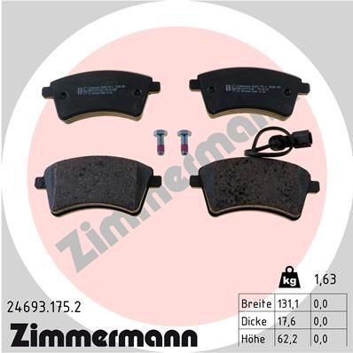 ZIMMERMANN 24693.175.2: Plăcuțe de frână Fotografia corespunde volumului livrării, cu suruburi