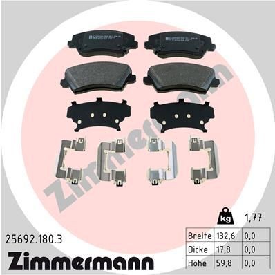 ZIMMERMANN 25692.180.3: Plăcuțe de frână Fotografia corespunde volumului livrării, cu tablă de alunecare