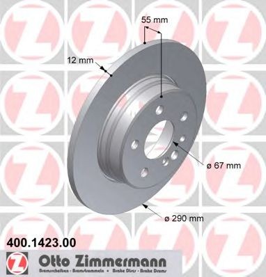 ZIMMERMANN 400.1423.00: Piduriketas Ø: 290mm, täis, Ø: 290mm