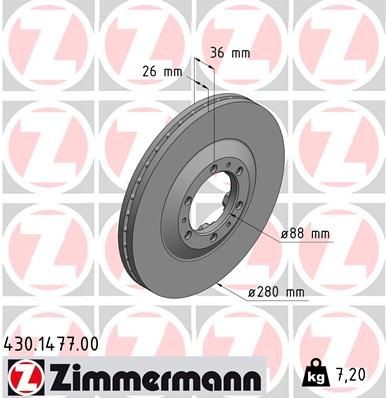 ZIMMERMANN 430.1477.00: Piduriketas Ø: 280mm, sisemine õhutus, Ø: 280mm