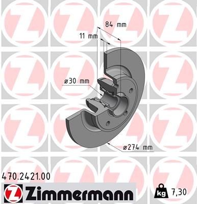 ZIMMERMANN 470.2421.00: Piduriketas Ø: 274mm, täis, Ø: 274mm, koos rattalaagriga, koos ABS-andurirõngaga
