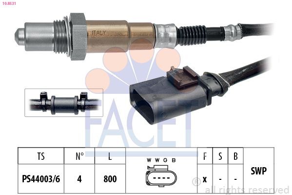 FACET 10.8531: Lambda andur Made in Italy - OE Equivalent koos kinnitusmaterjaliga