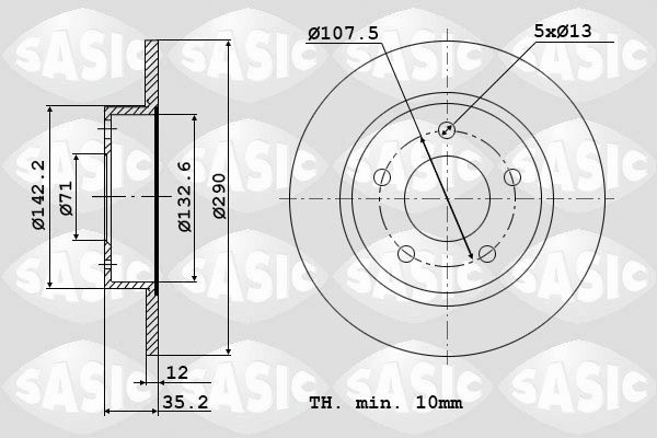 SASIC 6100042: Piduriketas Tagasild, Ø: 290mm, täis, Ø: 290mm