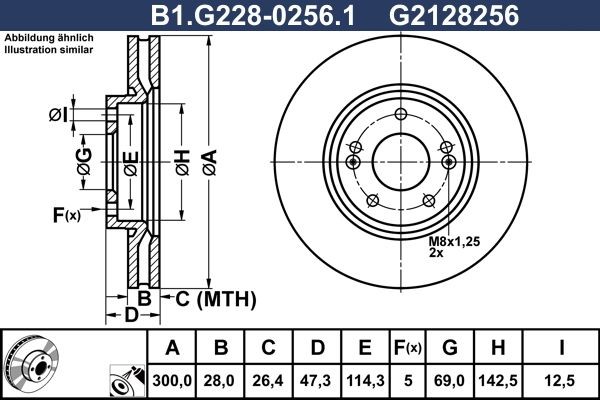 GALFER B1.G228-0256.1: Piduriketas Ø: 300,0mm, õhutusega, Ø: 300,0mm, kaetud