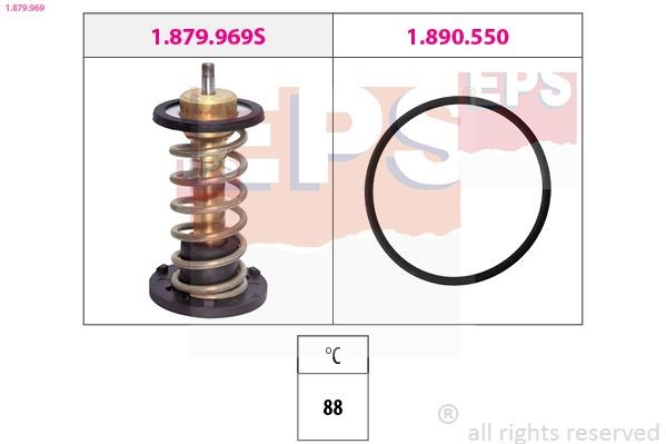 EPS 1.879.969: Termostaat, Jahutusvedelik Made in Italy - OE Equivalent 88°C, koos tihendiga