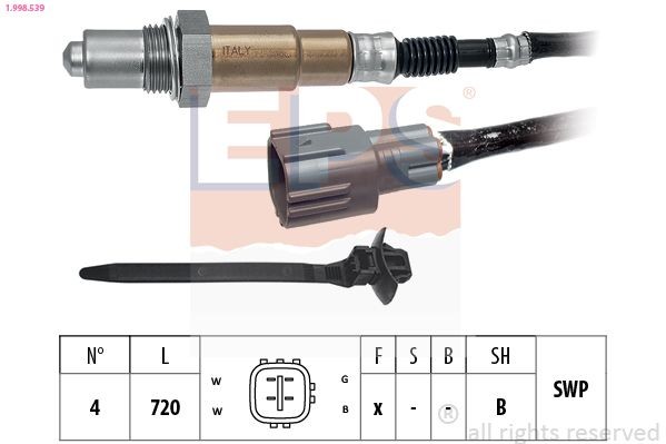 EPS 1.998.539: Lambda andur Made in Italy - OE Equivalent koos kinnitusmaterjaliga