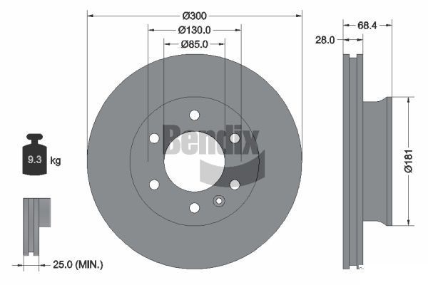 BENDIX Braking BDS1022: Piduriketas Ø: 300mm, sisemine õhutus, Ø: 300mm, kaetud, ilma rattakeskmeta, ilma rattalaagrita, ilma rattakinnituspoltideta