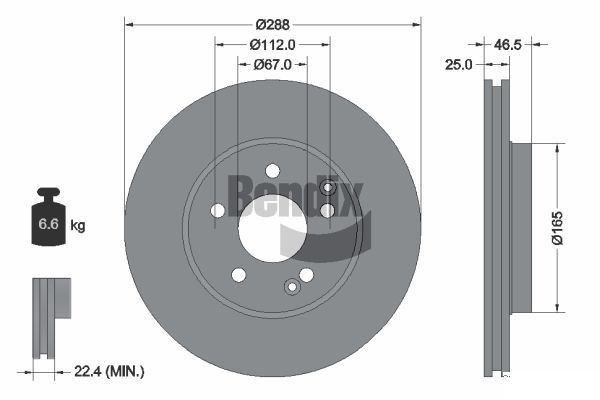BENDIX Braking BDS1054HC: Piduriketas Ø: 288mm, sisemine õhutus, Ø: 288mm, kaetud, ilma rattakeskmeta, ilma rattalaagrita, ilma rattakinnituspoltideta