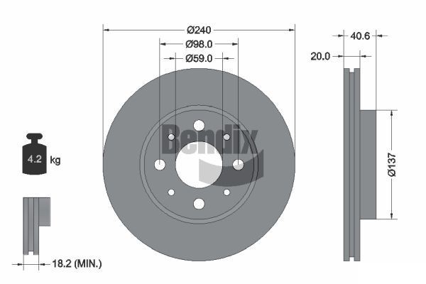 BENDIX Braking BDS1085: Piduriketas Ø: 240mm, sisemine õhutus, Ø: 240mm, kaetud, ilma rattakeskmeta, ilma rattalaagrita, ilma rattakinnituspoltideta