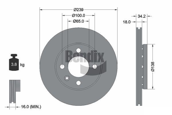 BENDIX Braking BDS1144: Bremseskive Ø: 239mm, udvendig ventileret, Ø: 239mm, coatet, uden hjulnav, uden hjullejer, uden hjulbolte