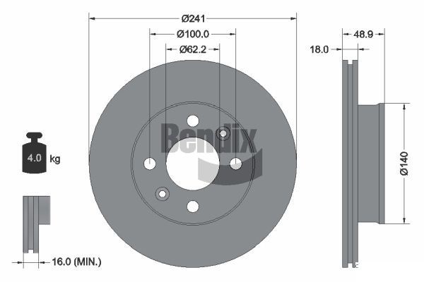 BENDIX Braking BDS1169: Piduriketas Ø: 241mm, sisemine õhutus, Ø: 241mm, kaetud, ilma rattakeskmeta, ilma rattalaagrita, ilma rattakinnituspoltideta