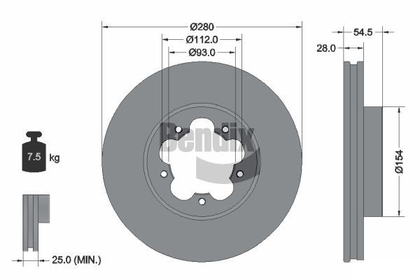 BENDIX Braking BDS1234: Piduriketas Ø: 280mm, sisemine õhutus, Ø: 280mm, kaetud, ilma rattakeskmeta, ilma rattalaagrita, ilma rattakinnituspoltideta