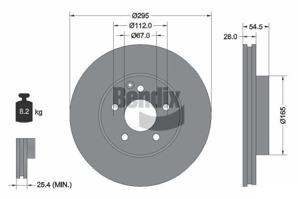 BENDIX Braking BDS1271: Piduriketas Ø: 295mm, sisemine õhutus, Ø: 295mm, kaetud, ilma rattakeskmeta, ilma rattalaagrita, ilma rattakinnituspoltideta