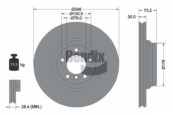 BENDIX Braking BDS1340HC: Piduriketas Ø: 348mm, sisemine õhutus, Ø: 348mm, kaetud, ilma rattakeskmeta, ilma rattalaagrita, ilma rattakinnituspoltideta