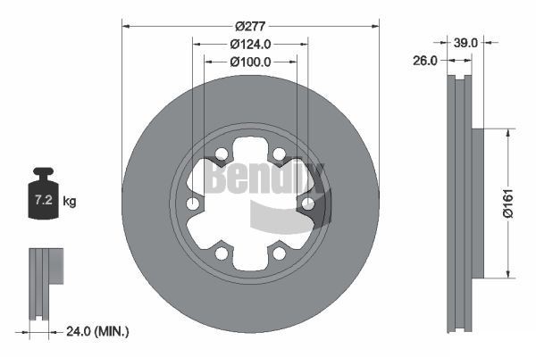 BENDIX Braking BDS1369: Piduriketas Ø: 277mm, sisemine õhutus, Ø: 277mm, ilma rattakeskmeta, ilma rattalaagrita, ilma rattakinnituspoltideta