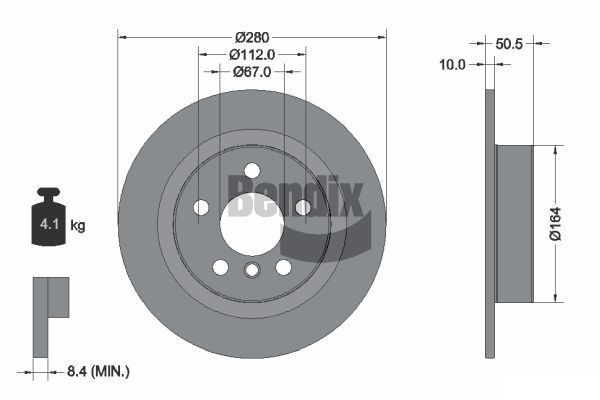 BENDIX Braking BDS1374: Piduriketas Ø: 280mm, täis, Ø: 280mm, kaetud, ilma rattakeskmeta, ilma rattalaagrita, ilma rattakinnituspoltideta