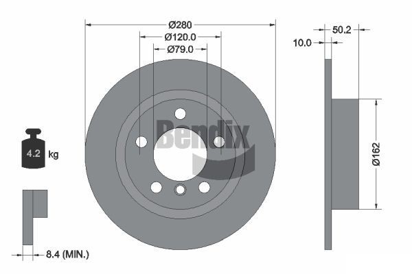 BENDIX Braking BDS1386: Piduriketas Ø: 280mm, täis, Ø: 280mm, kaetud, ilma rattakeskmeta, ilma rattalaagrita, ilma rattakinnituspoltideta