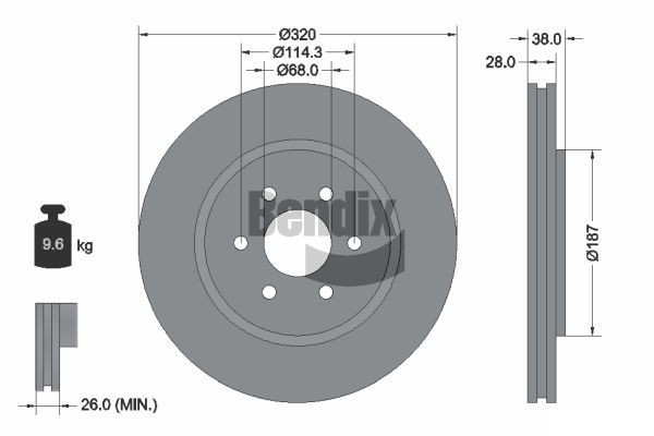 BENDIX Braking BDS1398HC: Piduriketas Ø: 320mm, sisemine õhutus, Ø: 320mm, kaetud, ilma rattakeskmeta, ilma rattalaagrita, ilma rattakinnituspoltideta