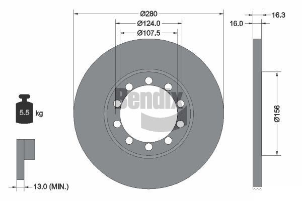 BENDIX Braking BDS1408: Stabdžių diskas Ø: 280mm, visiškai, Ø: 280mm, padengta, be rato stebulės, be rato guolio, be rato tvirtinimo smeigių