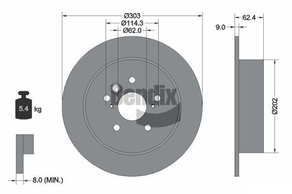 BENDIX Braking BDS1421: Piduriketas Ø: 303mm, täis, Ø: 303mm, kaetud, ilma rattakeskmeta, ilma rattalaagrita, ilma rattakinnituspoltideta