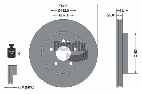 BENDIX Braking BDS1422HC: Piduriketas Ø: 303mm, sisemine õhutus, Ø: 303mm, kaetud, ilma rattakeskmeta, ilma rattalaagrita, ilma rattakinnituspoltideta