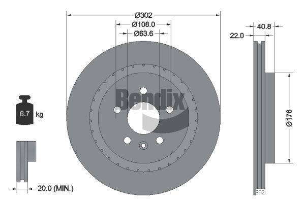 BENDIX Braking BDS1454HC: Piduriketas Ø: 302mm, välisõhutus, Ø: 302mm, kaetud, ilma rattakeskmeta, ilma rattalaagrita, ilma rattakinnituspoltideta