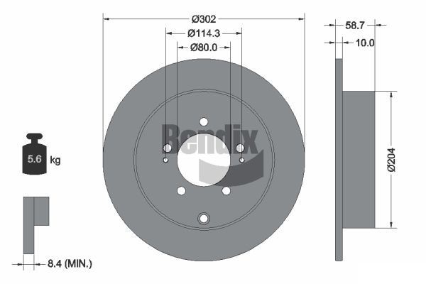BENDIX Braking BDS1457: Piduriketas Ø: 302mm, täis, Ø: 302mm, kaetud, ilma rattakeskmeta, ilma rattalaagrita, ilma rattakinnituspoltideta