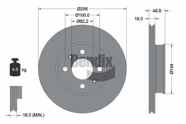 BENDIX Braking BDS1498: Piduriketas Ø: 256mm, sisemine õhutus, Ø: 256mm, ilma rattakeskmeta, ilma rattalaagrita, ilma rattakinnituspoltideta