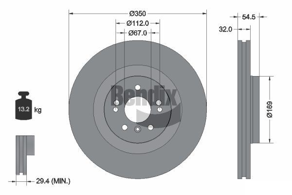 BENDIX Braking BDS1513: Piduriketas Ø: 350mm, sisemine õhutus, Ø: 350mm, kaetud, ilma rattakeskmeta, ilma rattalaagrita, ilma rattakinnituspoltideta