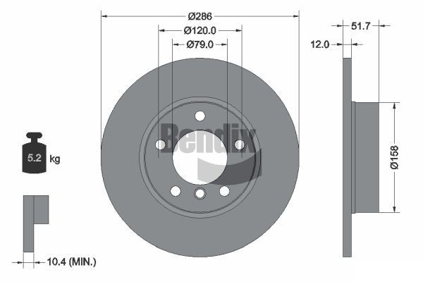 BENDIX Braking BDS1654: Piduriketas Ø: 286mm, täis, Ø: 286mm, kaetud, ilma rattakeskmeta, ilma rattalaagrita, ilma rattakinnituspoltideta