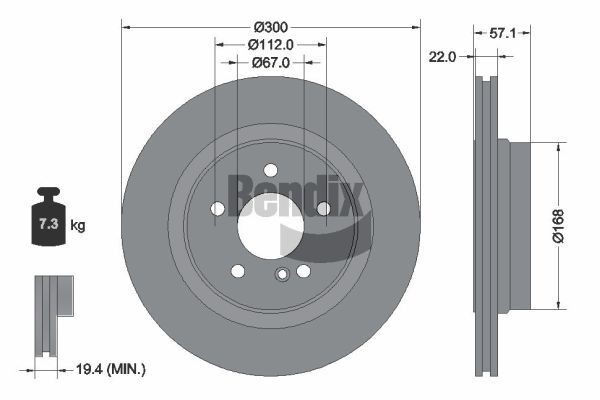 BENDIX Braking BDS1666HC: Piduriketas Ø: 300mm, sisemine õhutus, Ø: 300mm, kaetud, ilma rattakeskmeta, ilma rattalaagrita, ilma rattakinnituspoltideta