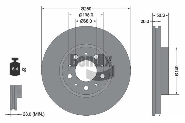 BENDIX Braking BDS1730: Piduriketas Ø: 280mm, sisemine õhutus, Ø: 280mm, kaetud, ilma rattakeskmeta, ilma rattalaagrita, ilma rattakinnituspoltideta