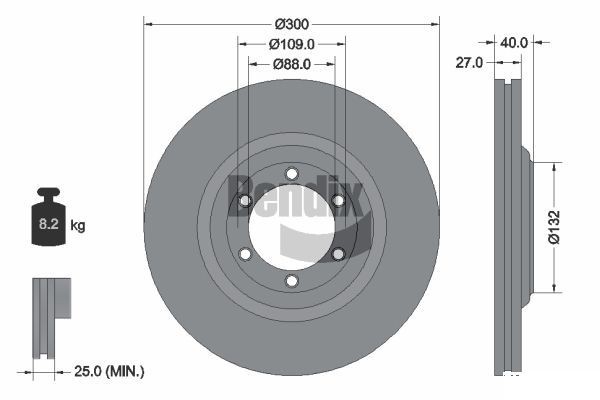 BENDIX Braking BDS1771: Piduriketas Ø: 300mm, sisemine õhutus, Ø: 300mm, kaetud, ilma rattakeskmeta, ilma rattalaagrita, ilma rattakinnituspoltideta
