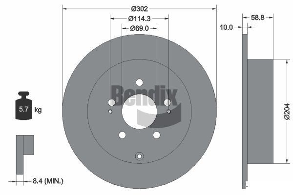 BENDIX Braking BDS1947: Piduriketas Ø: 302mm, täis, Ø: 302mm, kaetud, ilma rattakeskmeta, ilma rattalaagrita, ilma rattakinnituspoltideta