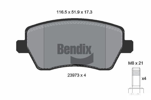 BENDIX Braking BPD1003: Piduriklotsid koos pidurisadula kruvidega