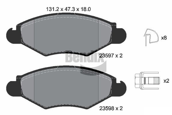 BENDIX Braking BPD1024: Piduriklotsid koos lisadega, koos pidurisadula kruvidega