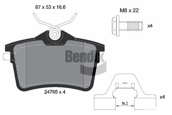 BENDIX Braking BPD1031: Piduriklotsid koos lisadega, koos pidurisadula kruvidega