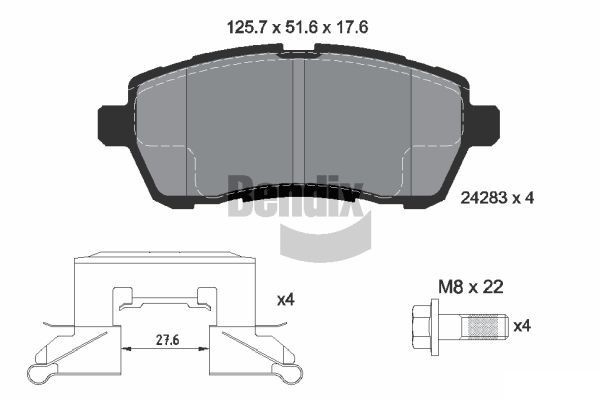 BENDIX Braking BPD1032: Piduriklotsid koos lisadega