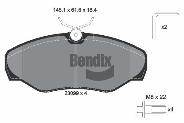 BENDIX Braking BPD1042: Piduriklotsid koos lisadega, koos pidurisadula kruvidega
