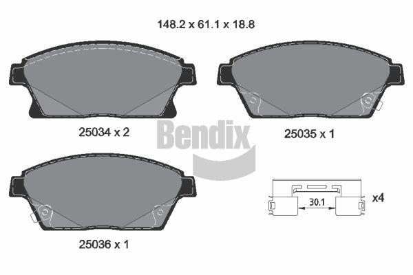 BENDIX Braking BPD1051: Plăcuțe de frână cu acceasorii