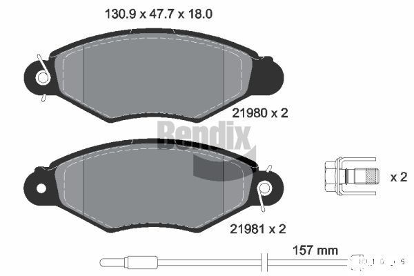 BENDIX Braking BPD1058: Piduriklotsid koos pidurisadula kruvidega