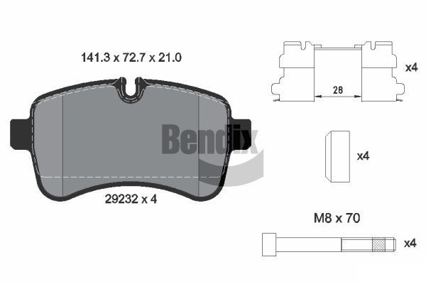 BENDIX Braking BPD1080: Piduriklotsid koos lisadega, koos pidurisadula kruvidega