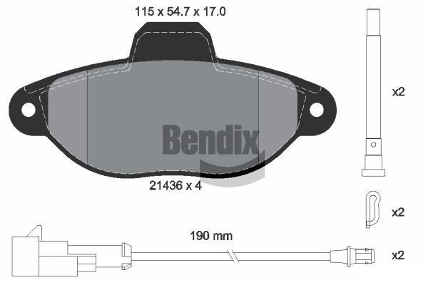 BENDIX Braking BPD1114: Piduriklotsid koos lisadega