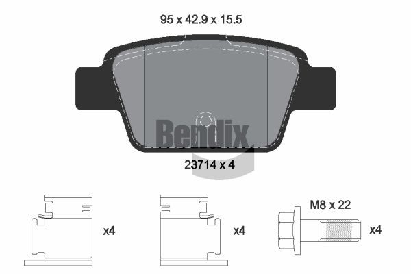 BENDIX Braking BPD1120 Bremsbeläge mit Zubehör, mit Bremssattelschrauben