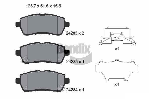 BENDIX Braking BPD1144: Piduriklotsid koos lisadega
