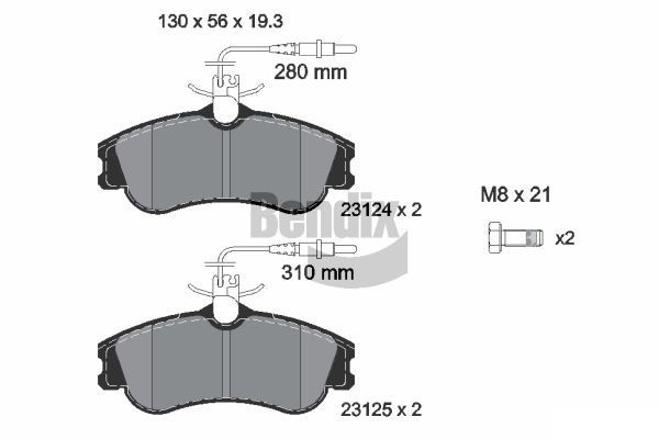 BENDIX Braking BPD1147: Piduriklotsid koos pidurisadula kruvidega