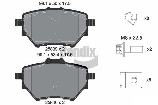 BENDIX Braking BPD1158: Piduriklotsid koos lisadega, koos pidurisadula kruvidega