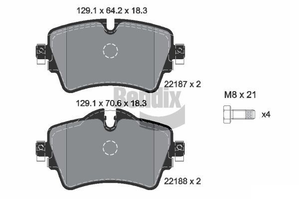 BENDIX Braking BPD1171: Piduriklotsid koos pidurisadula kruvidega